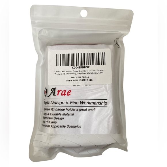 Red RFID Zipper Credit Card Wallet Compact Case Organizer - Picture 5 of 11